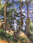 pine trees and rock Paul Cezanne